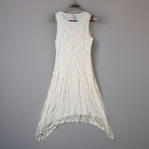 Sundance Women’s M Fairy Ivory Lace Handkerchief Hem Sleeveless Boho Dress Tunic